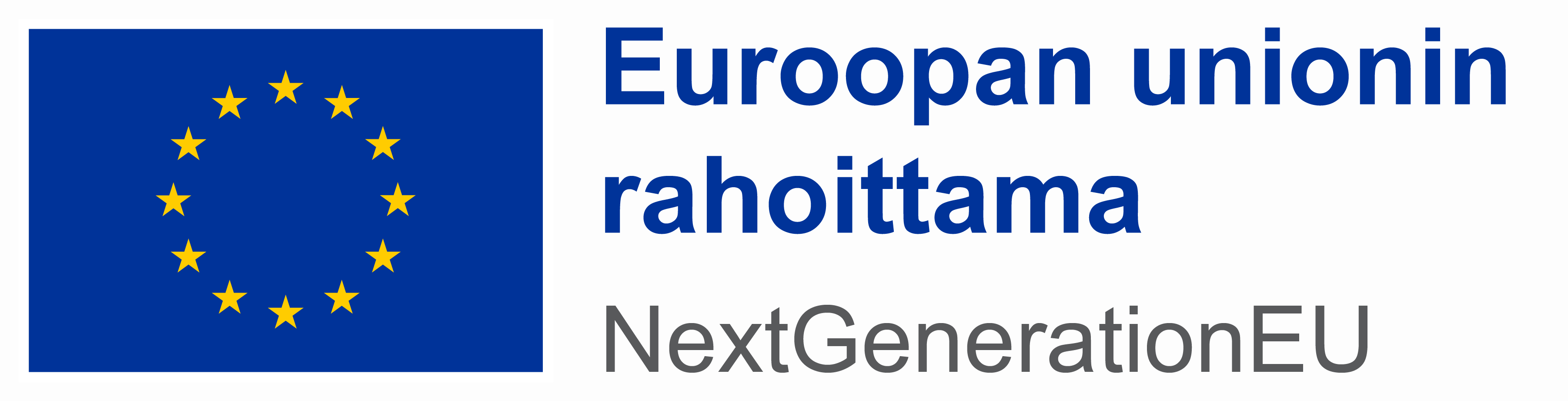 Eu-lippu ja teksti Euroopan unionin rahoittama NextGeneratioEU
